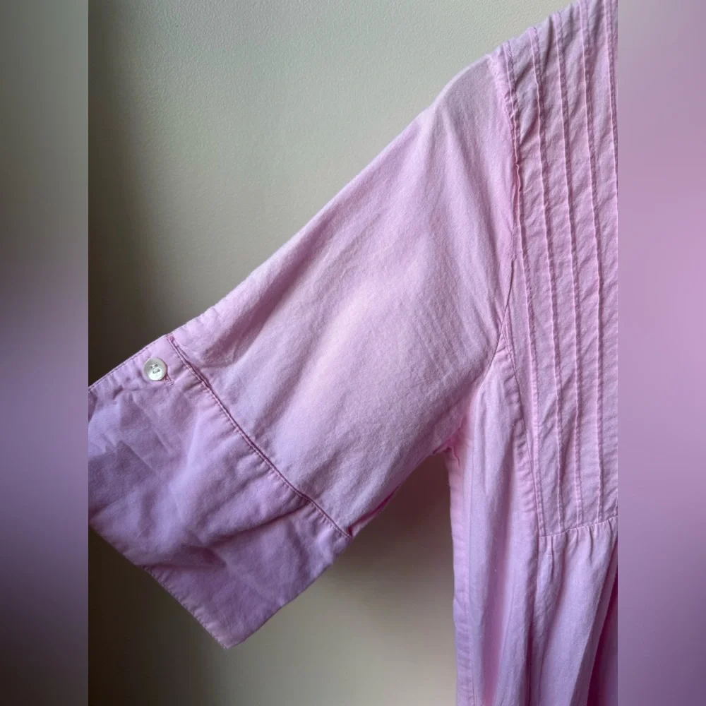 GRETCHEN SCOTT Pintuck Petal Pink Maxi‎ Dress Pockets Beach Coastal Preppy XS S